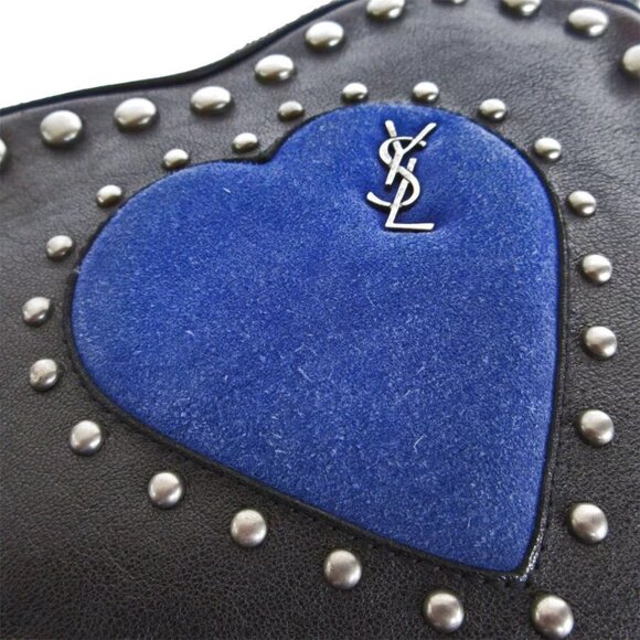Auth SAINT LAURENT Clutch bag Black / blue leather/suede - Picture 6 of 12